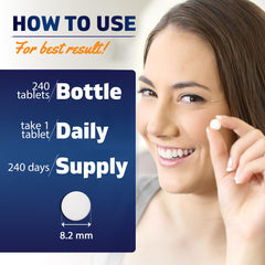 Frasco Vitamatic abierto con tabletas visibles para demostrar contenido y cantidad