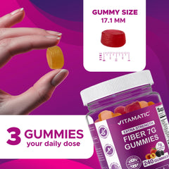 Vitamatic frasco abierto con gomitas visibles para acceso fácil