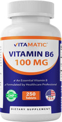 Vitamatic frasco delantero mostrando diseño y cantidad 250 tabletas