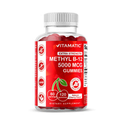 Vitamatic frasco delantero mostrando etiqueta clara y beneficio vegano
