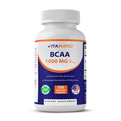 Vitamatic frasco frente mostrando diseño y cantidad 250 cápsulas, transmite confianza