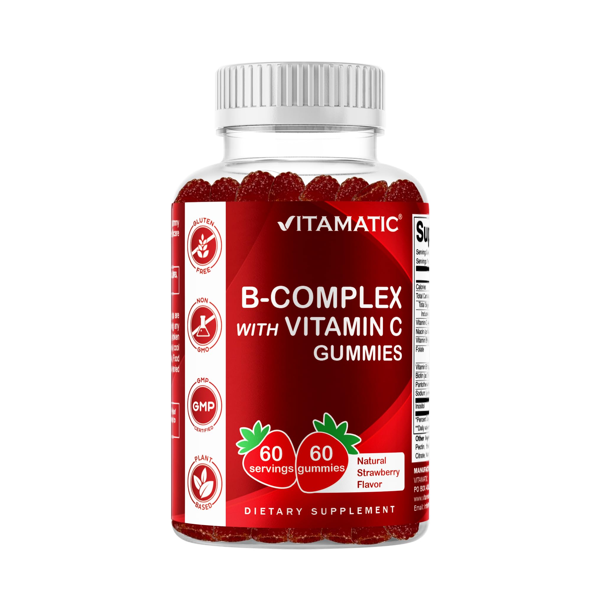 Vitamatic frasco frontal con etiqueta clara y fácil identificación