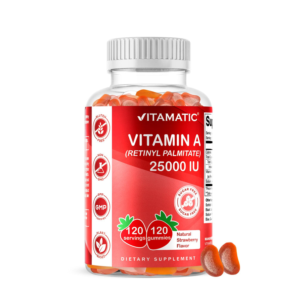 Vitamatic frasco frontal mostrando 120 gominolas y dosis diaria