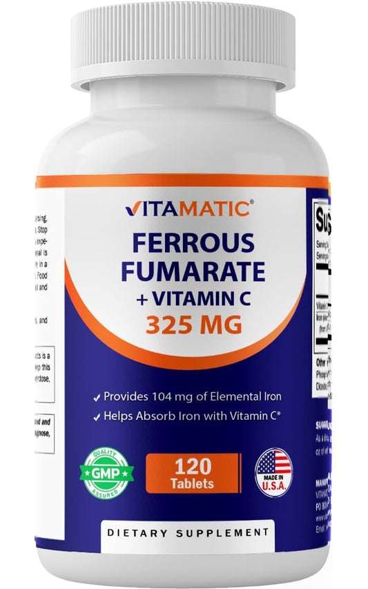 Vitamatic frente del empaque mostrando 120 comprimidos recubiertos y beneficios clave
