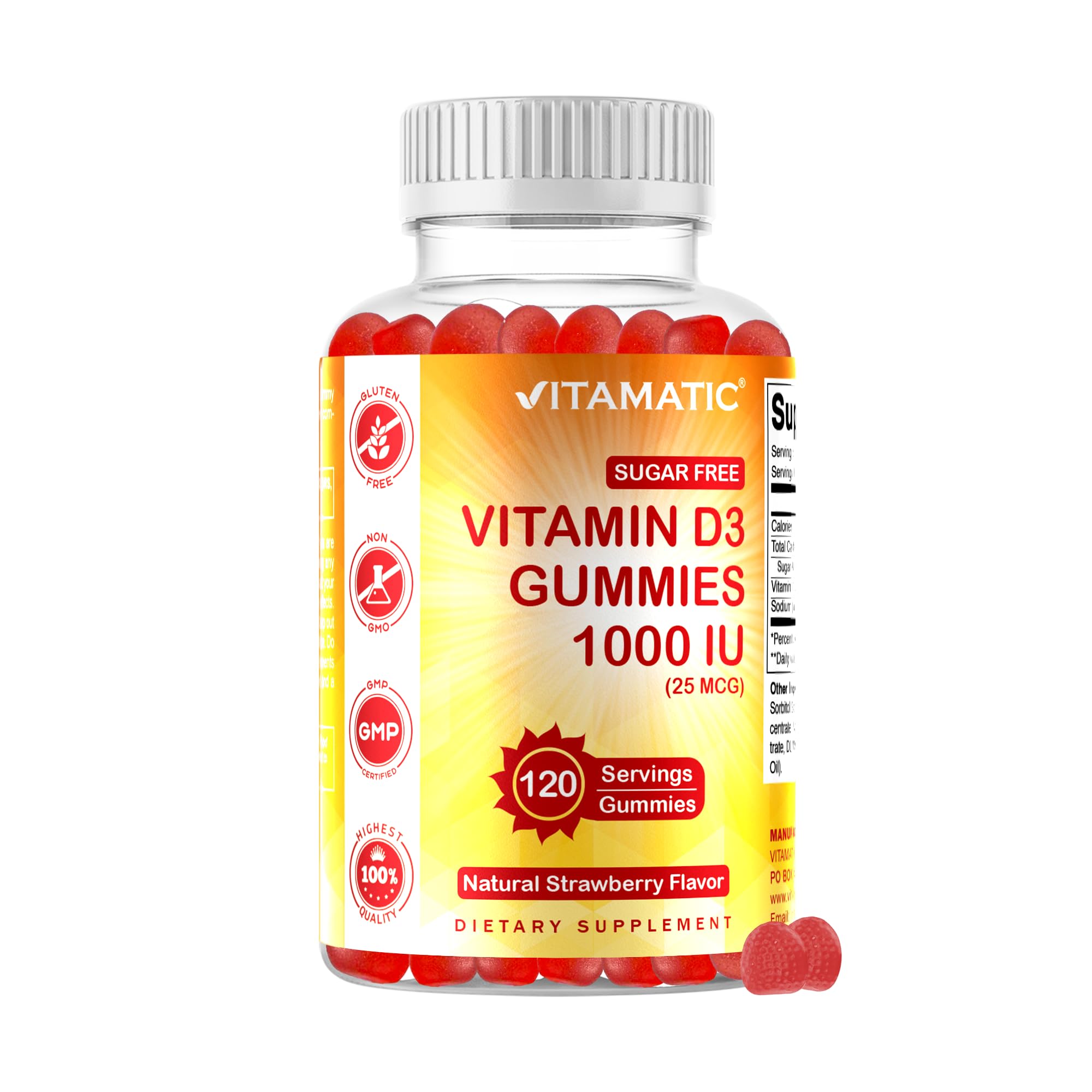 Vitamatic frente del envase mostrando diseño y cantidad 120 gomitas