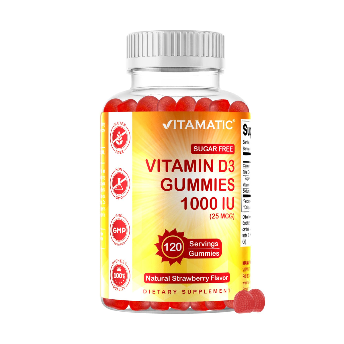 Vitamatic frente del envase mostrando diseño y cantidad 120 gomitas