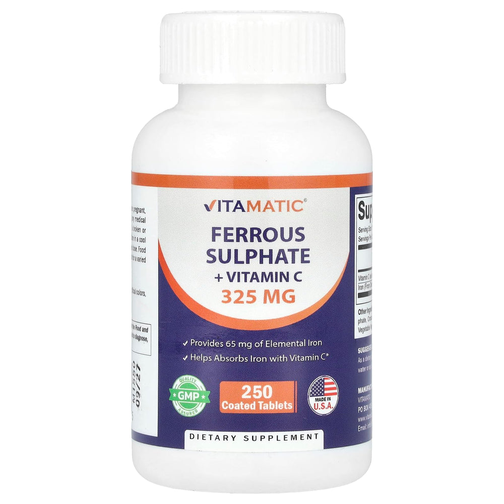 Vitamatic envase frontal mostrando dosis y sin colorantes, claridad informativa