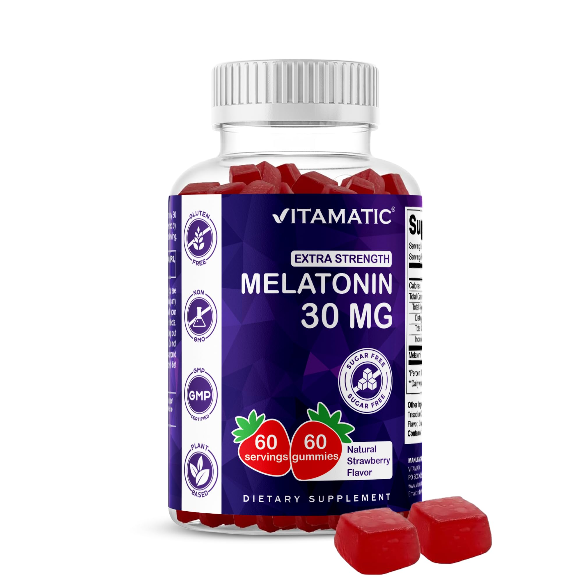 Vitamatic envase frontal mostrando 60 gomitas y beneficios claros