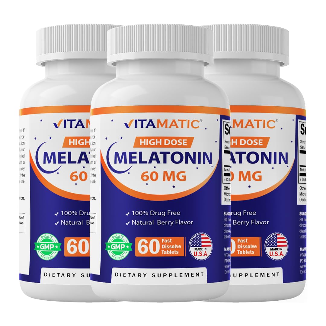 Vitamatic vista frontal del pack de 3 frascos con tabletas, conveniencia para suministro prolongado