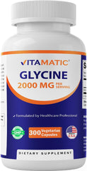 Vitamatic frasco frontal mostrando glicina 2000 mg, claridad de etiquetado y confianza