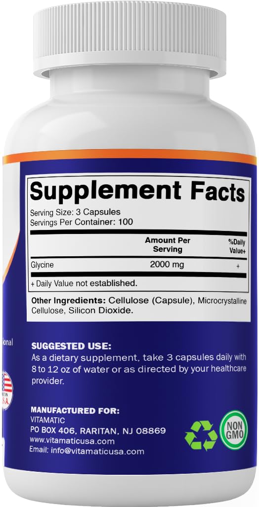 Vitamatic Glicina 2000 mg envase estable para seguimiento de ingesta.