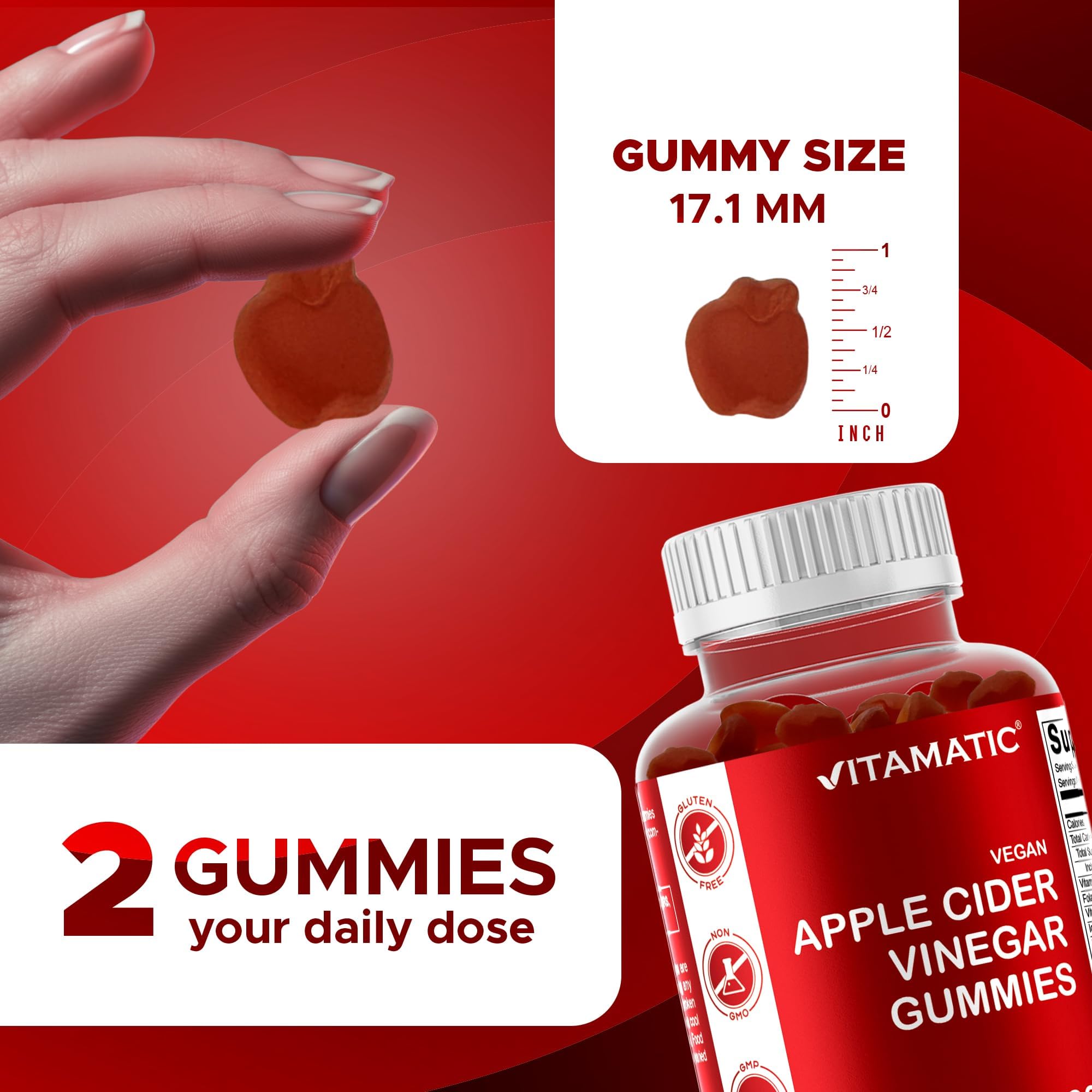 Vitamatic gominola en mano para comparar tamaño y manejo fácil
