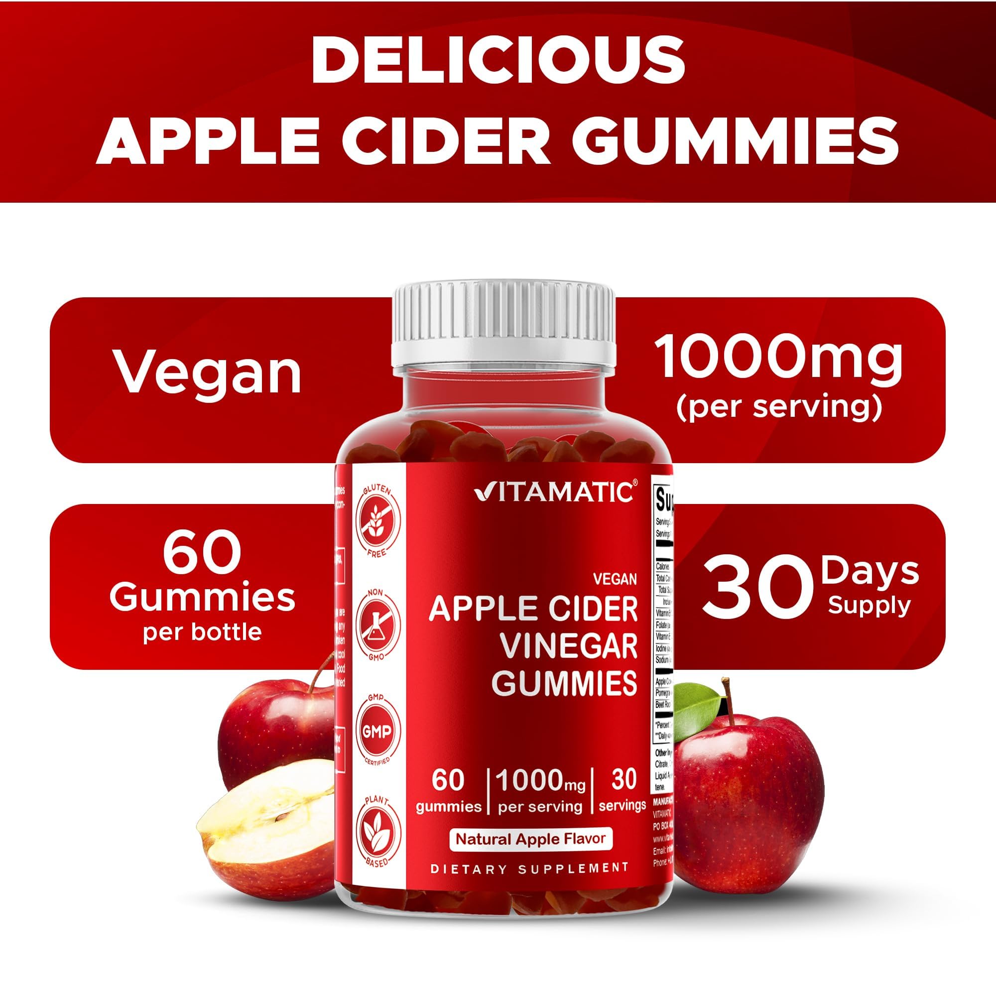 Vitamatic botella abierta con gominolas accesibles y apetitosas