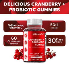 Vitamatic gomita sostenida entre dedos mostrando tamaño práctico