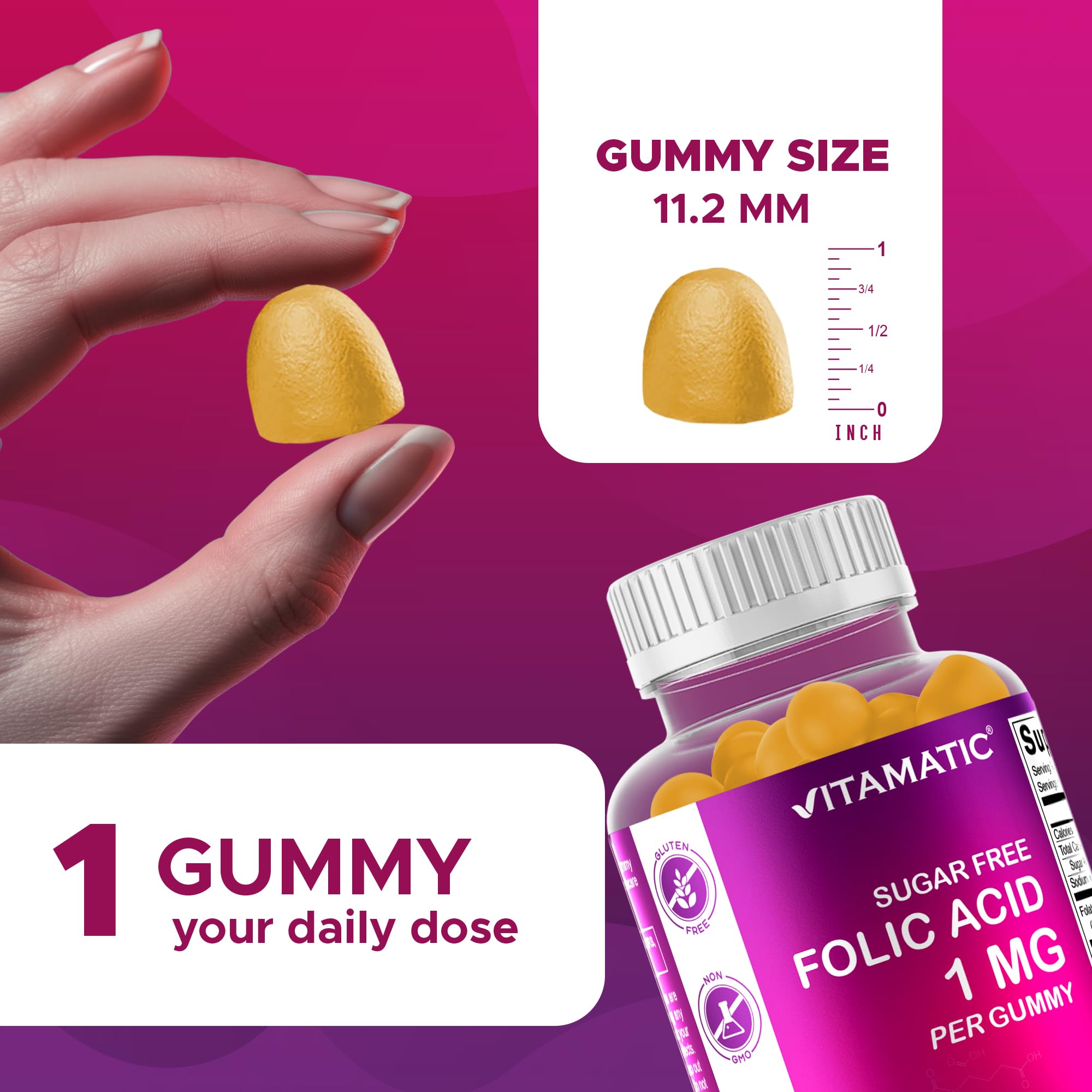 Vitamatic una gomita en la mano lista para consumir, comodidad diaria