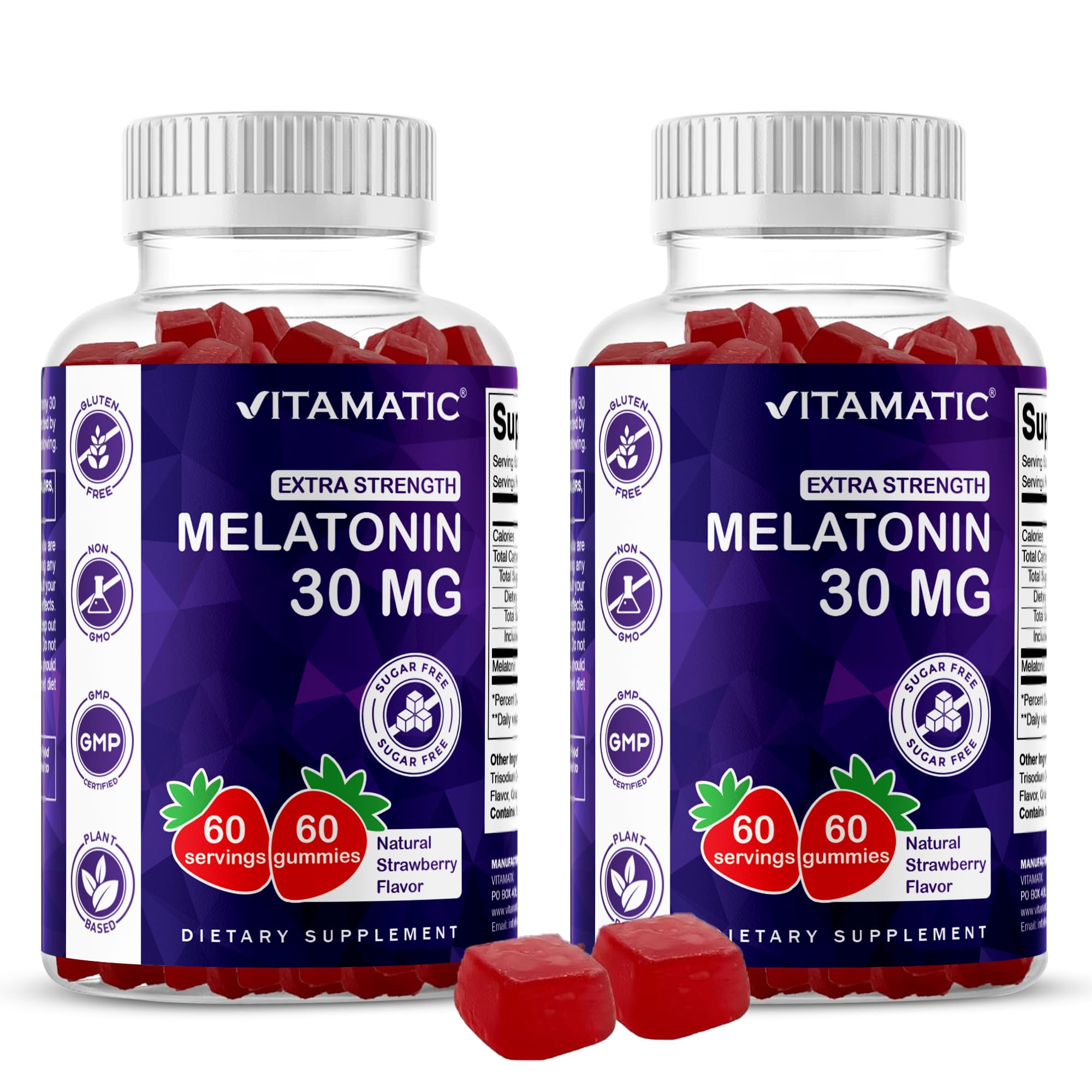 Vitamatic envase frontal con gomitas vegetarianas y beneficio de dosificación clara