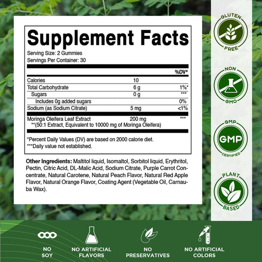 Gomitas Vitamatic Moringa, 200 mg por porción de extracto 50:1, alta potencia