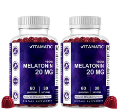 Vitamatic frasco frontal con gomitas fresa, apariencia clara y confiable