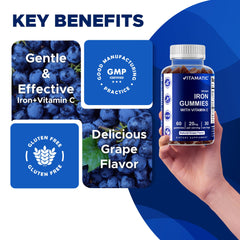 vitamatic gomitas junto a uvas frescas comunicando sabor natural y atractivo