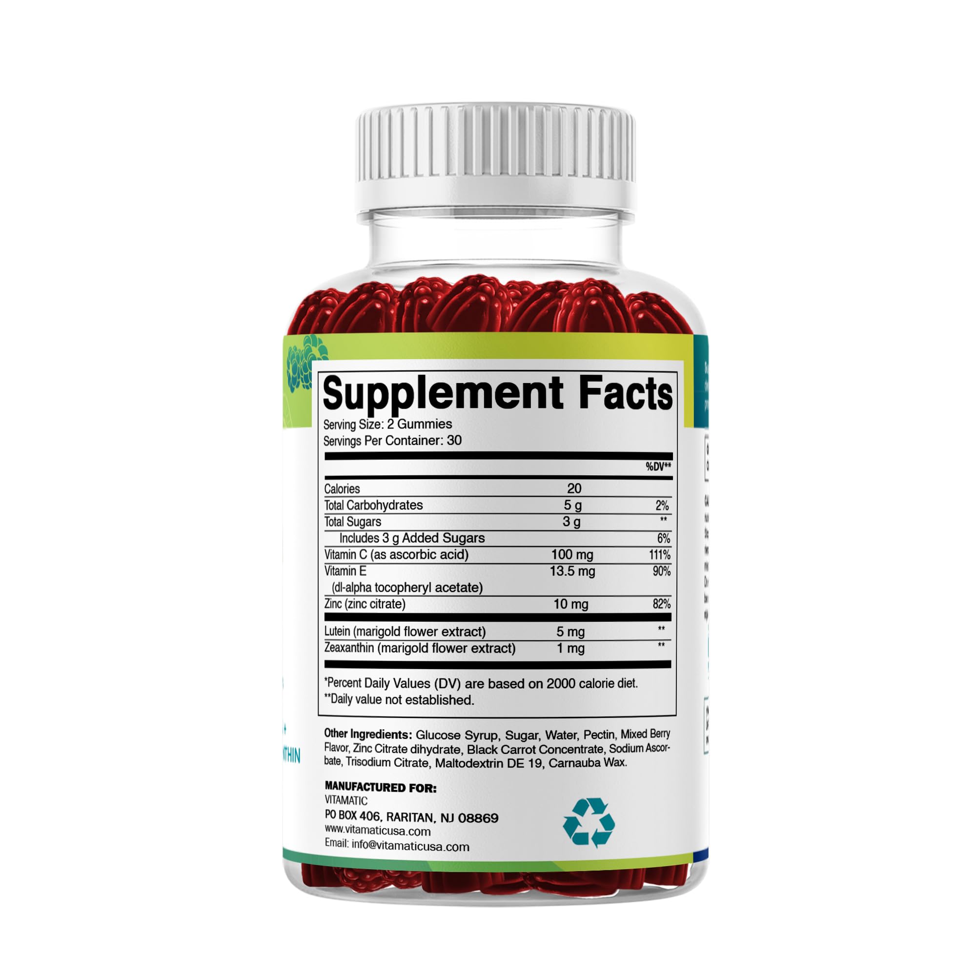 Vitamatic enfoque en información de lote y fecha, seguridad del consumidor