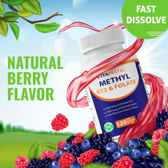 Vitamatic etiqueta con lista de ingredientes y dosis metilfolato y B12