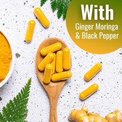 Vitamatic ingredientes naturales jengibre moringa y cúrcuma en escena