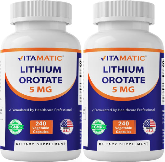 Vitamatic frasco frontal que muestra 240 cápsulas y etiqueta clara