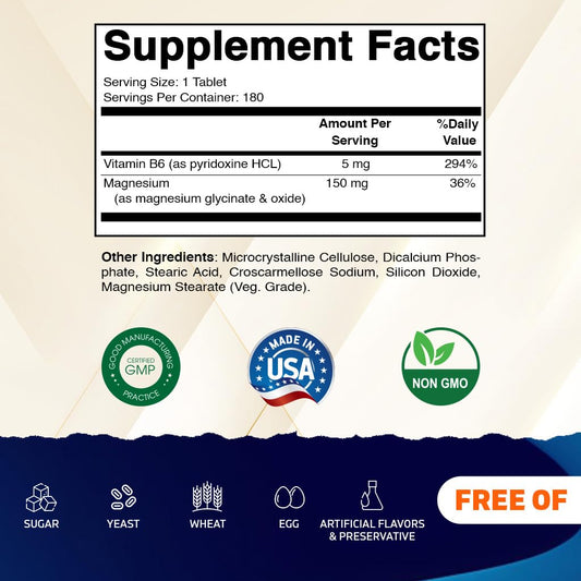 Vitamatic Magnesium con B6: etiqueta frontal clara para identificar la fórmula y uso diario seguro