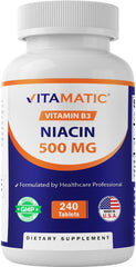 Vitamatic frasco frontal mostrando 240 tabletas y beneficio de suministro prolongado