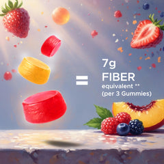 Vitamatic Prebiotic Fiber Gummies close-up of chewy texture and flavor