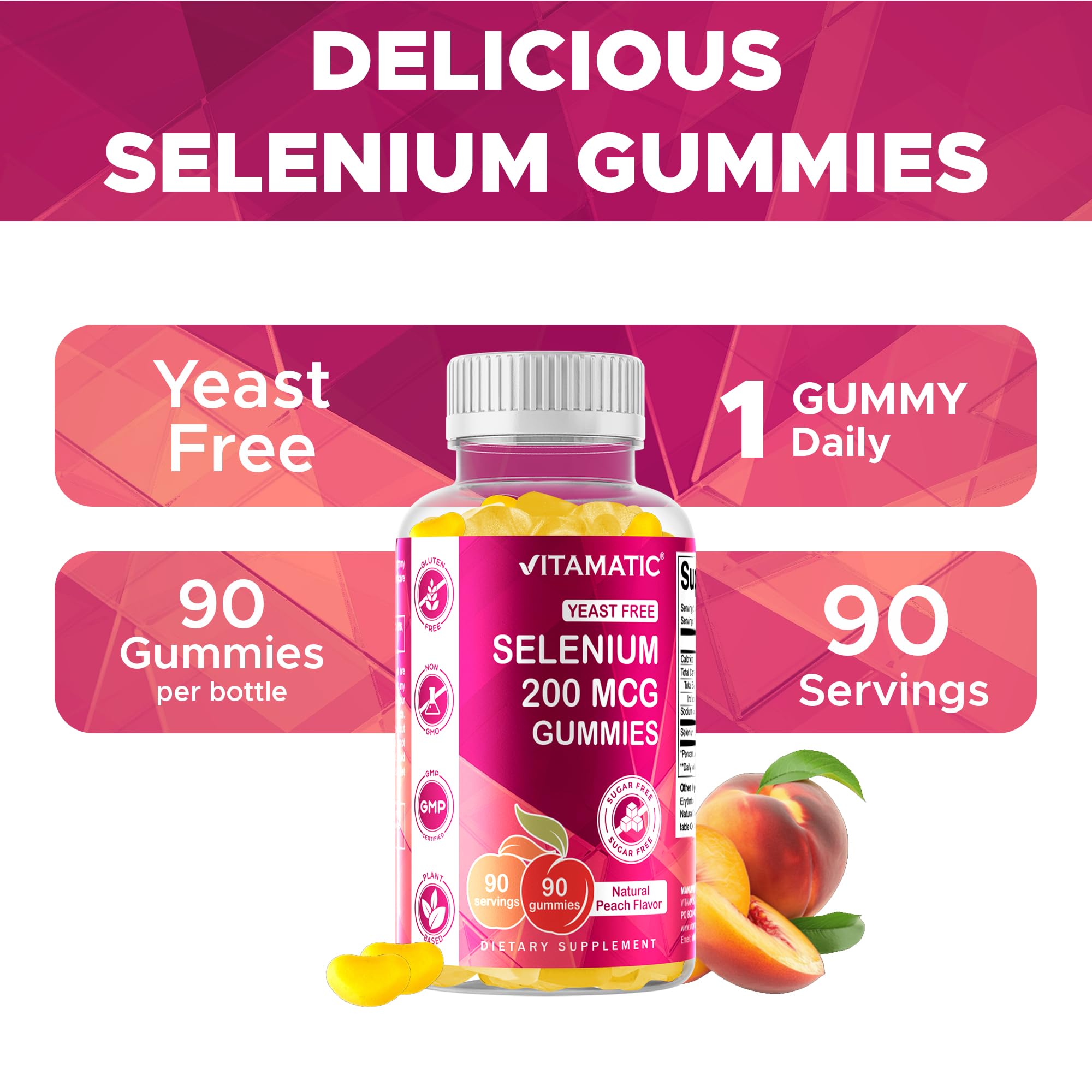 Vitamatic etiqueta nutricional enfocada en 200 mcg por gominola
