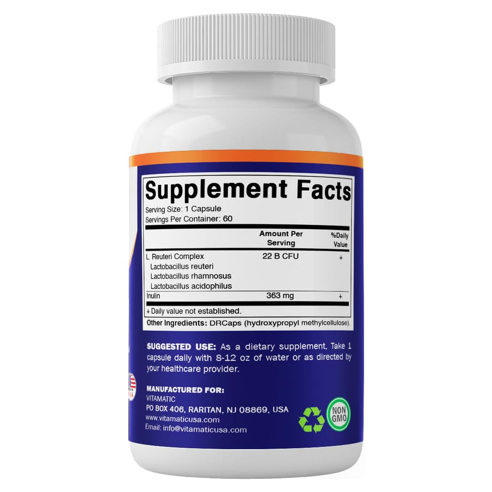Sello GMP en envase Vitamatic indicando fabricación con estándares de calidad