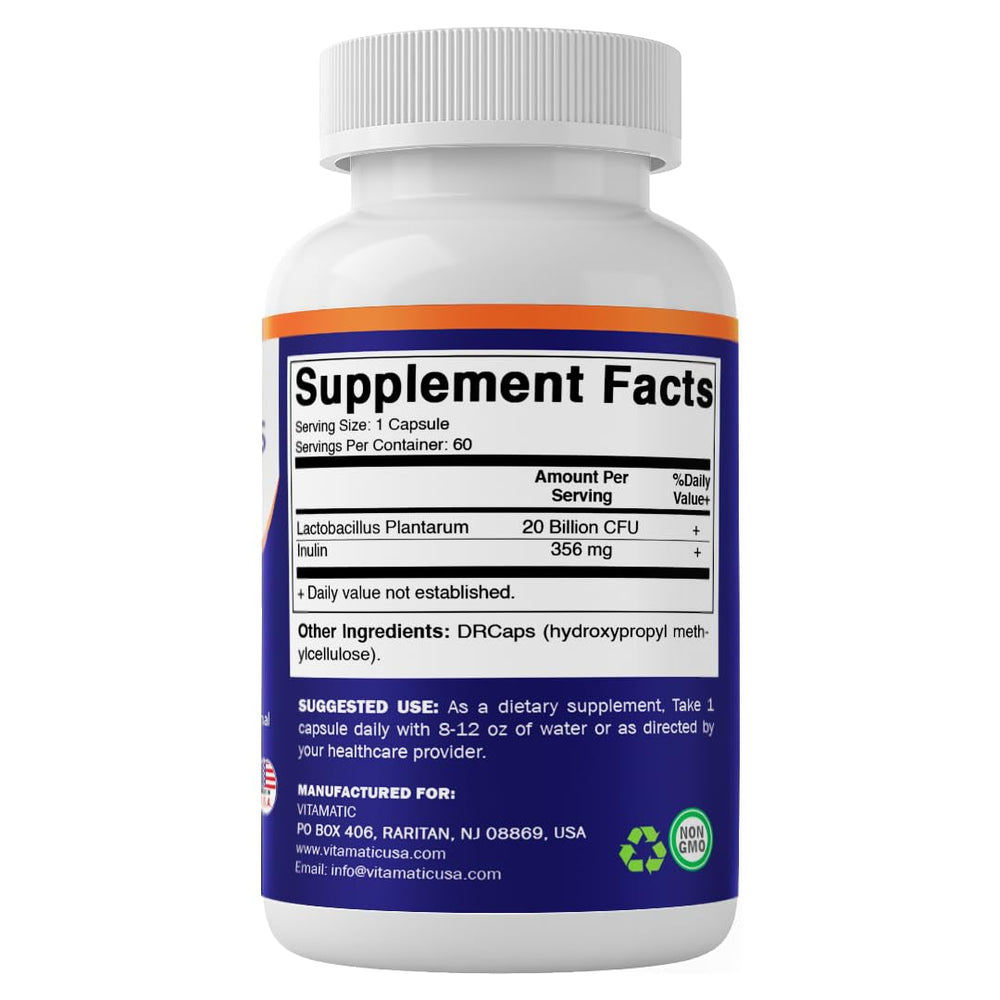 Vitamatic sello GMP y leyenda sin alérgenos en etiqueta, seguridad de fabricación