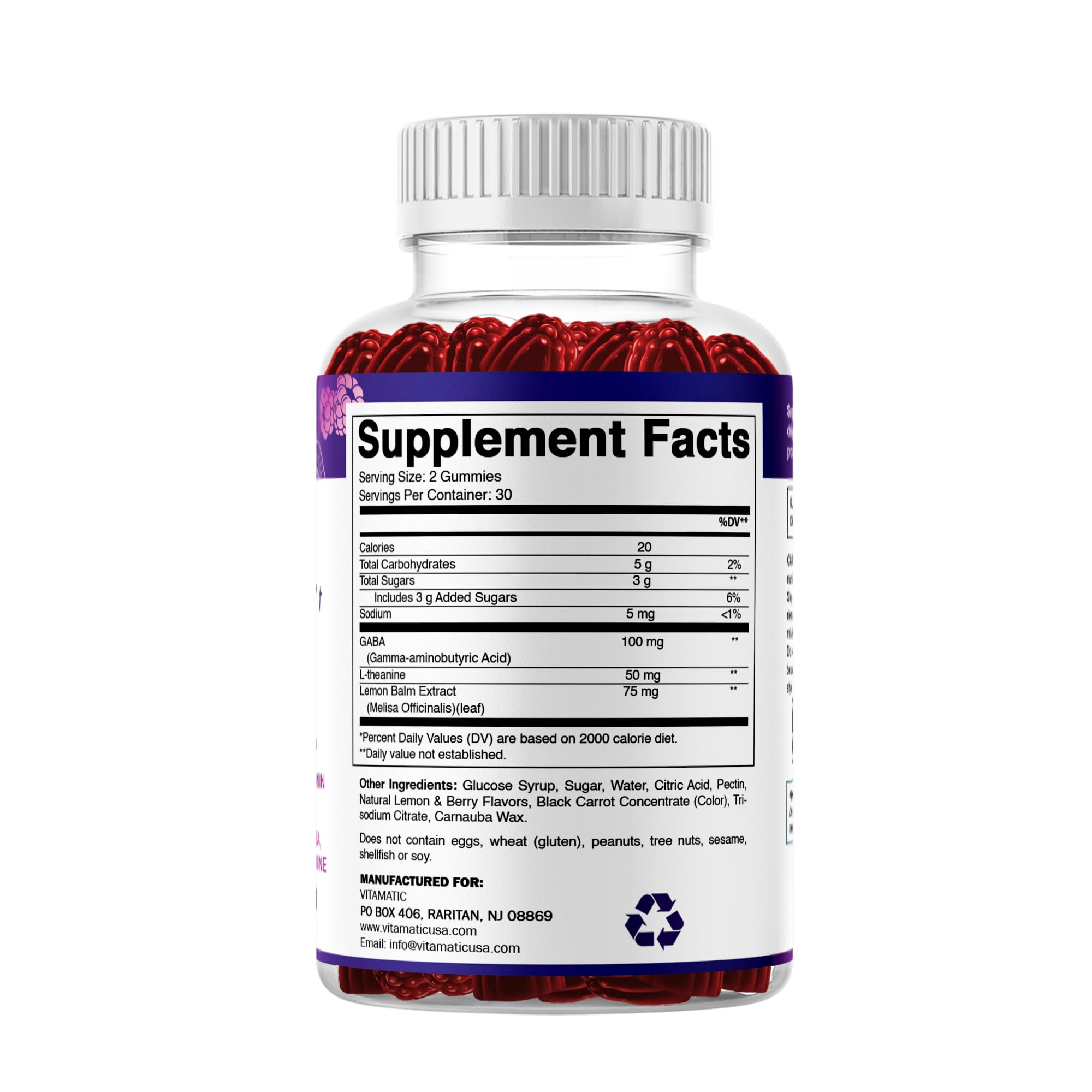 Sello de libre de alérgenos Vitamatic destacando que es vegano y sin gluten
