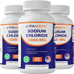 Vitamatic Sodio Cloruro 1000 mg: tabletas para apoyar la hidratación diaria.