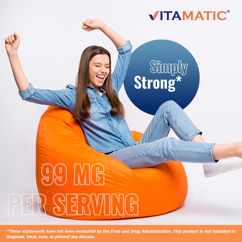 Vitamatic tableta junto a un vaso de agua lista para tomar, sugiere uso diario sencillo