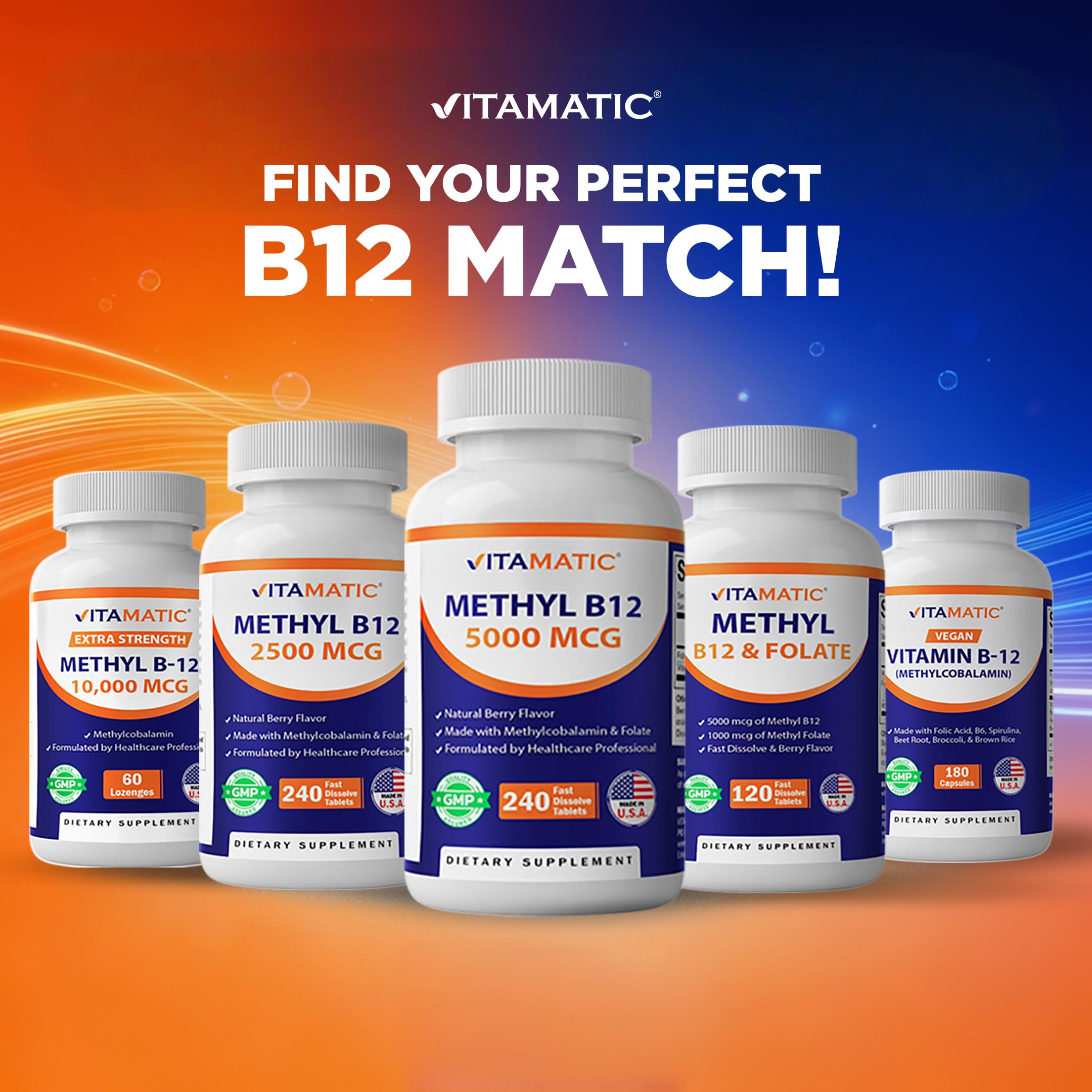 Vitamatic tabletas distribuidas sobre mesa con aroma berry atractivo