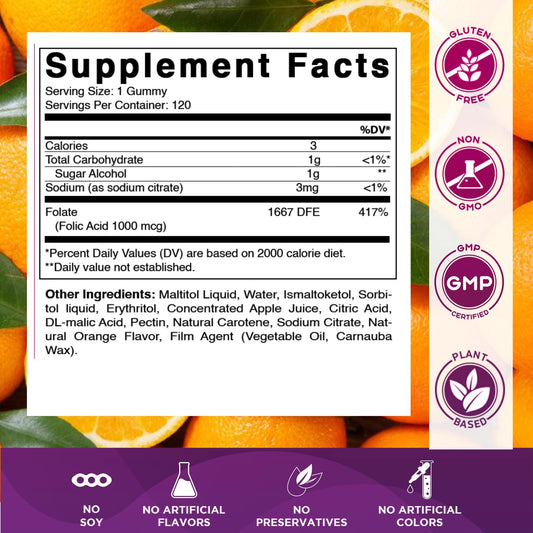 Vitamatic textura de gomita de ácido fólico mostrando suavidad y atractivo