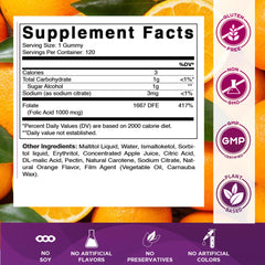 Vitamatic textura de gomita de ácido fólico mostrando suavidad y atractivo