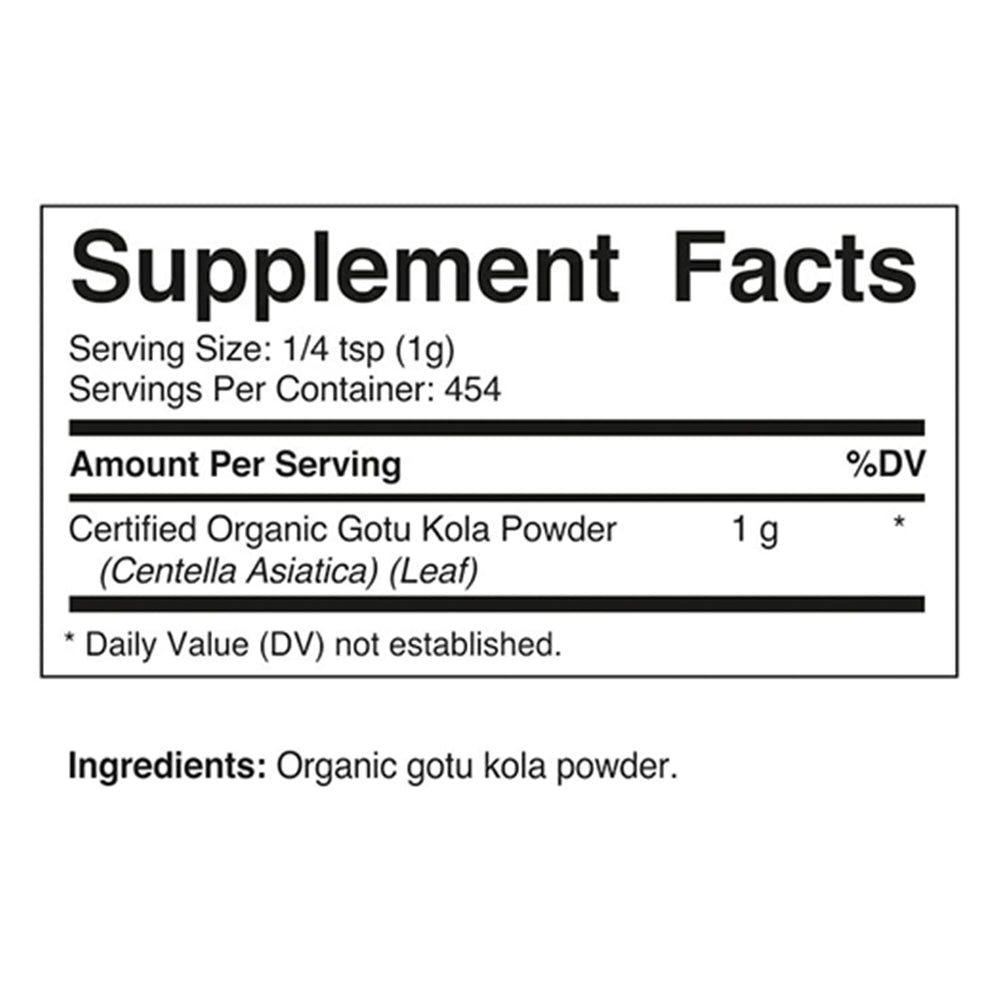 Vitamatic polvo fino de Gotu Kola en primer plano destacando textura fácil de mezclar