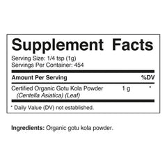 Vitamatic polvo fino de Gotu Kola en primer plano destacando textura fácil de mezclar