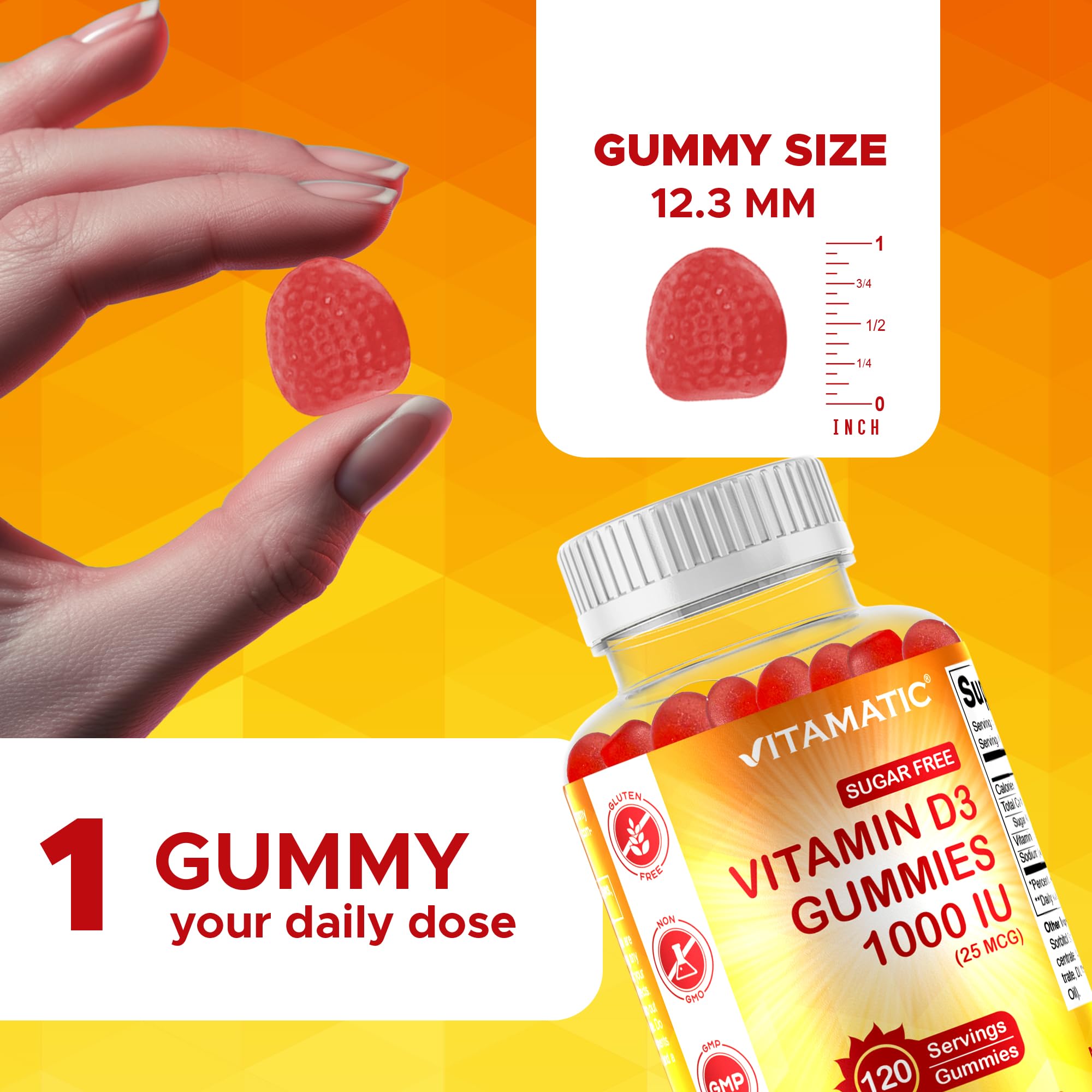 Vitamatic gomita en mano durante uso diario fácil y conveniente
