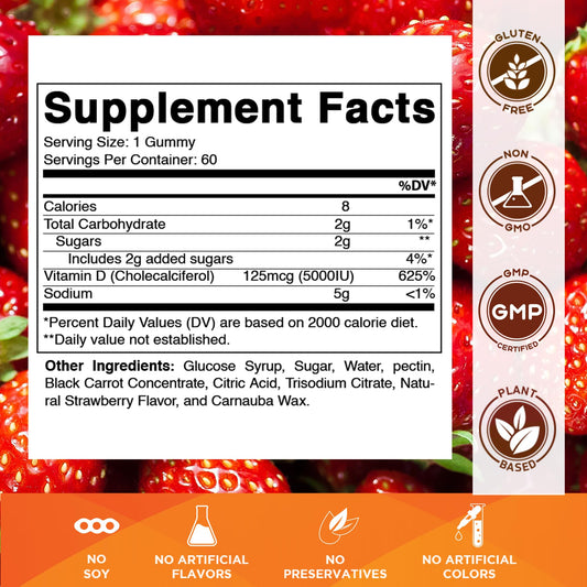 Gomitas Vitamatic D3 5000 UI por gomita sabor fresa