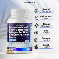 Vitamax cápsulas en mano para comparar tamaño y dosificación práctica
