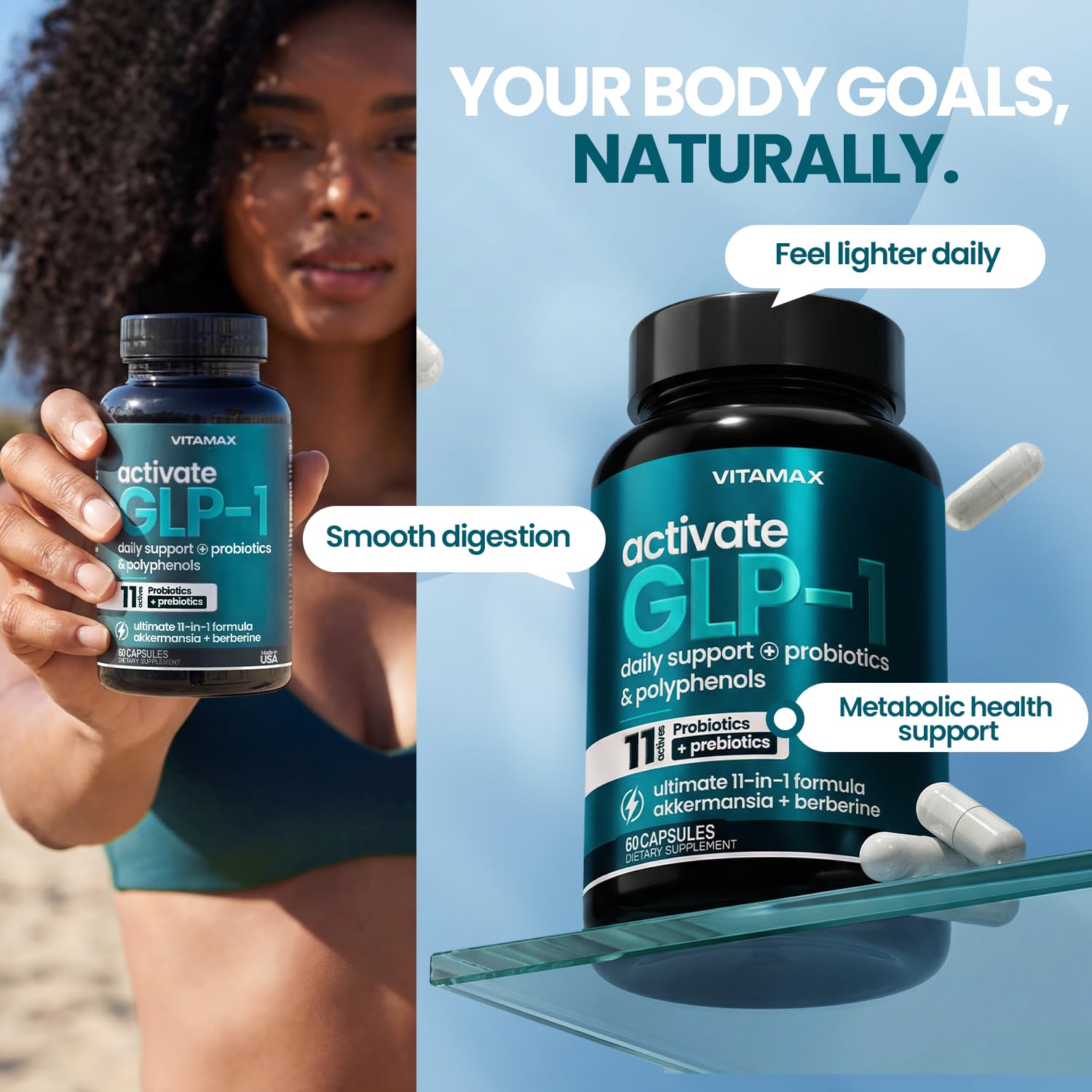 Vitamax frasco en mano para comparar tamaño y dosificación fácil