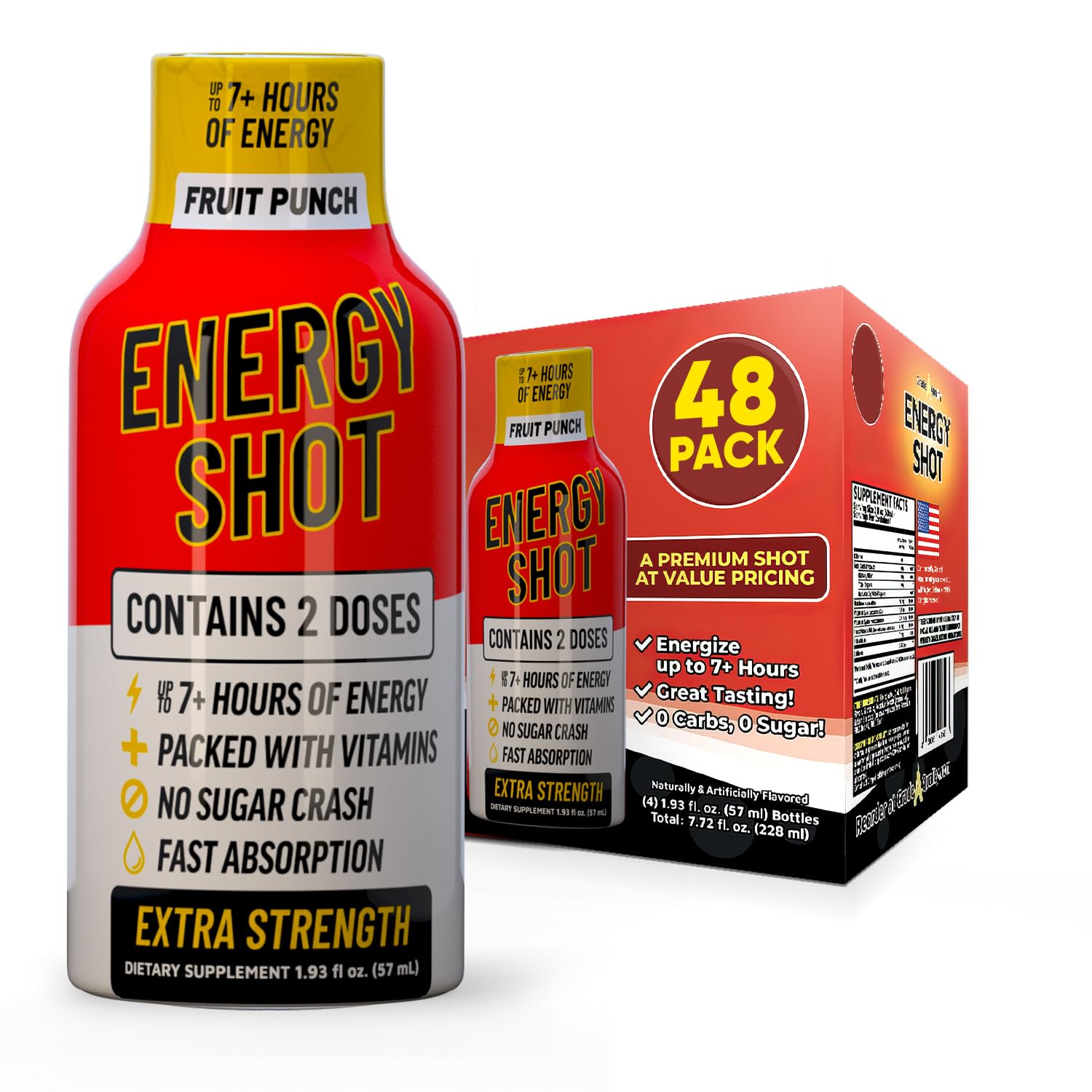 Vitamin Energy shot frontal mostrando el envase y conveniencia portátil