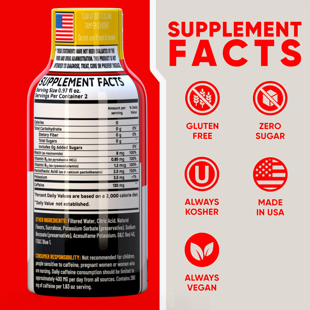 Primer plano del líquido Fruit Punch Vitamin Energy, sabor intenso y limpio