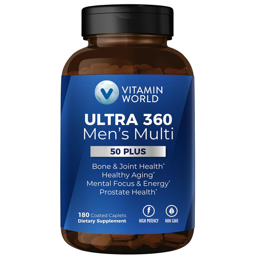 Vitamin World vista frontal del envase mostrando marca y fórmula para 50+