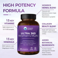 Vitamin World etiqueta con lista de ingredientes y certificaciones de calidad