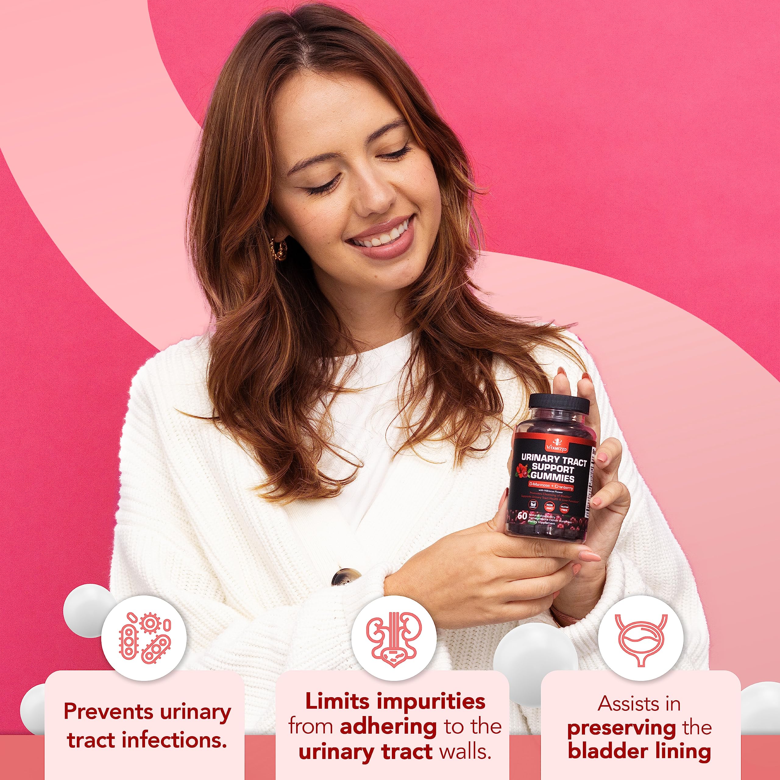 VITAMIZED comparación de tamaño con mano para idea de escala y porción